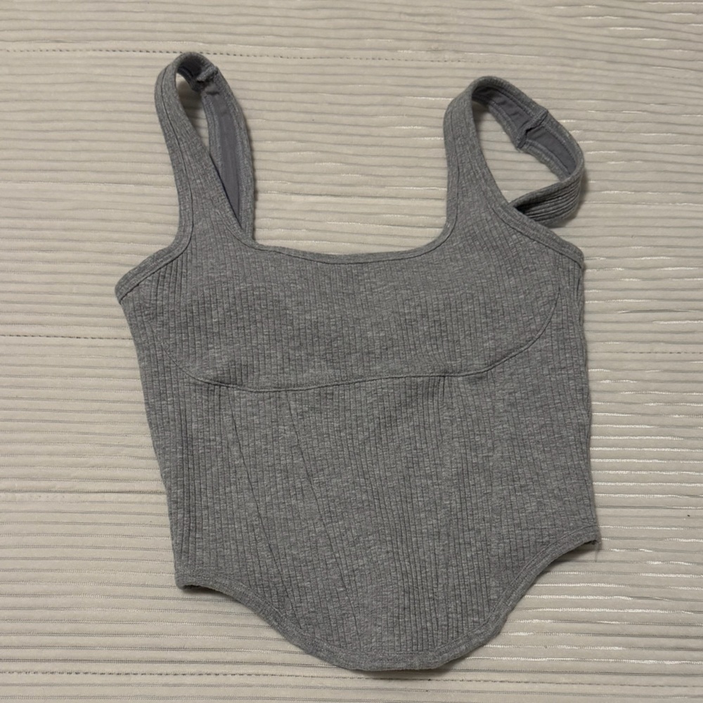 PINK Victoria's Secret Gray Ribbed Tank Top